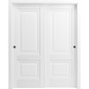 Sartodoors Sturdy Barn Door 18 x 80in, Light Grey Oak W/ Frosted Glass, SS 6.6FT Rail Hangers Heavy Set SETE6933BD-S-OAK-18